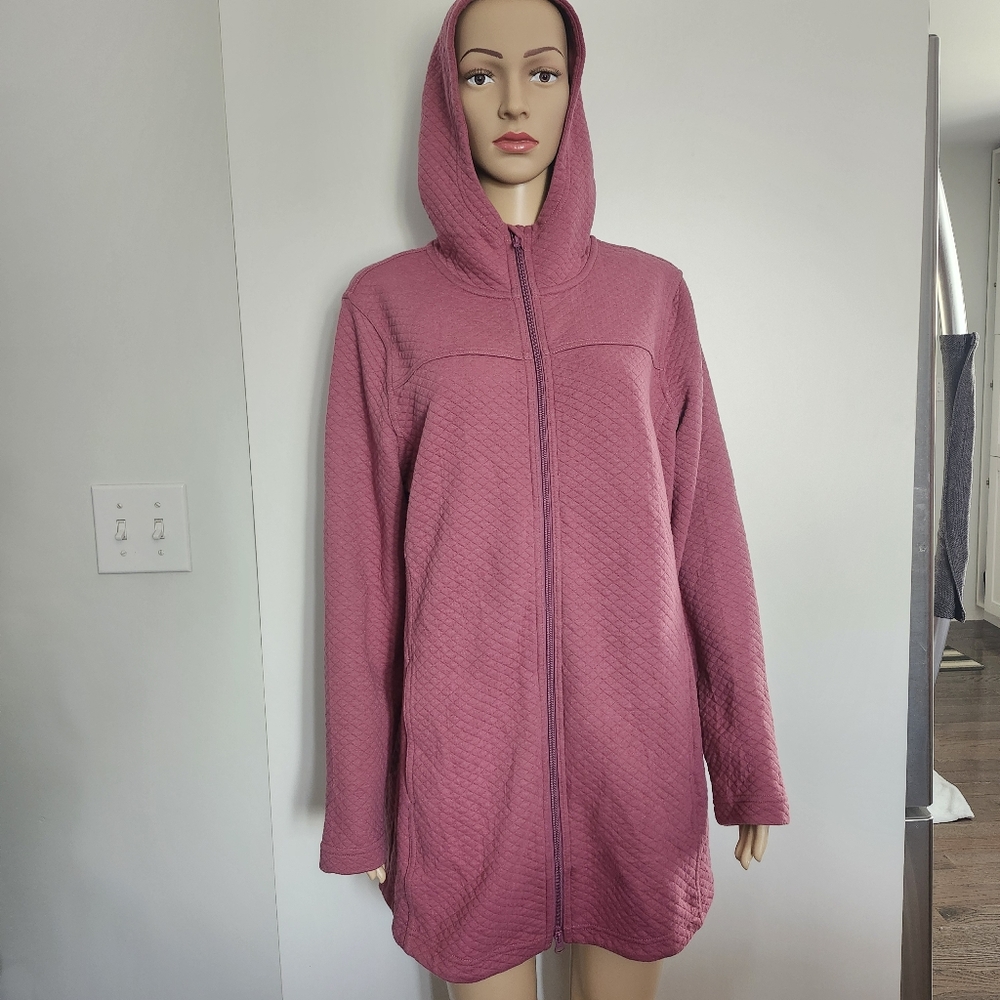 L.L. BEAN Women's Soft Cozy Light‎ Quilted Hooded Tunic Jacket Mauve Medium - Picture 4 of 16